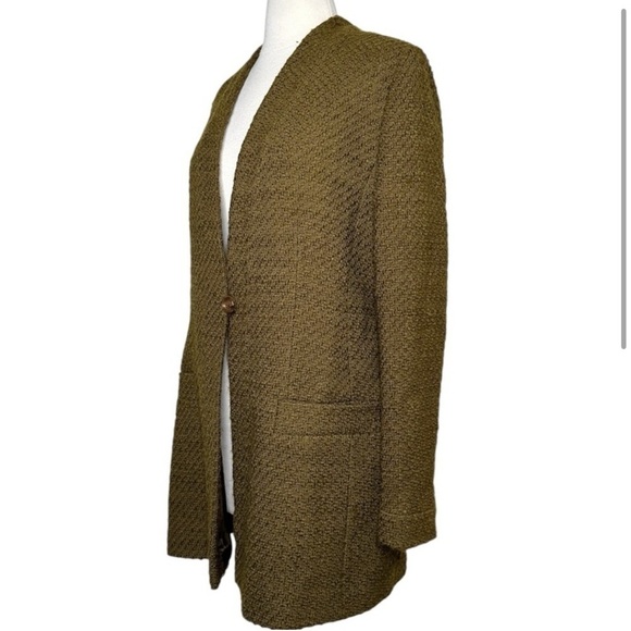 Dei Tre Neiman Marcus Wool Tweed Long Line Blazer Moss Green IT 48 (US L/12) - Picture 4 of 11